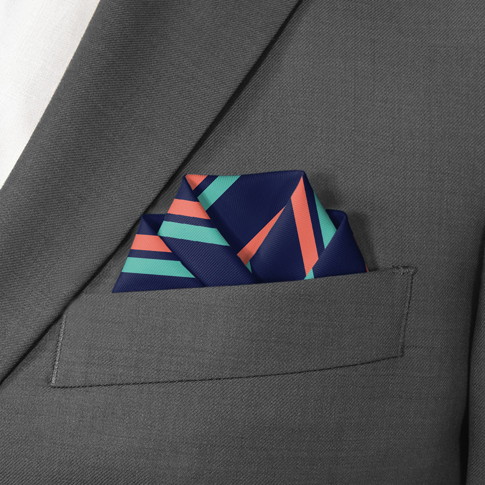 Brooklyn Stripe Pocket Square - Scalloped Fold - Knotty Tie Co.