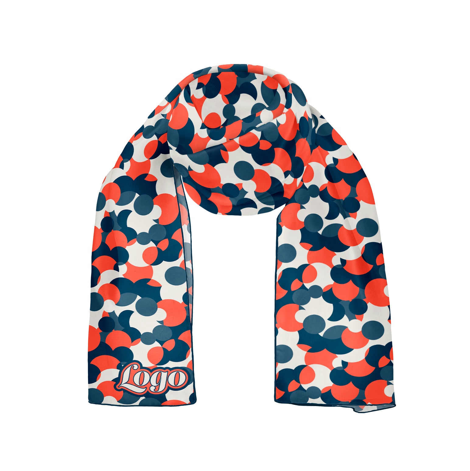 Bubble Dots 4 54 x 12 Rectangle Chiffon Logo Scarf - Knotty Tie Co.