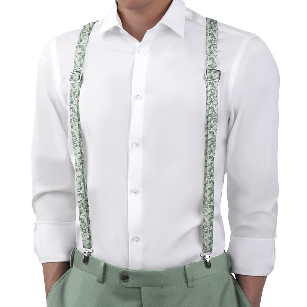 Budding Floral Suspenders - On Model Back View - Knotty Tie Co.
