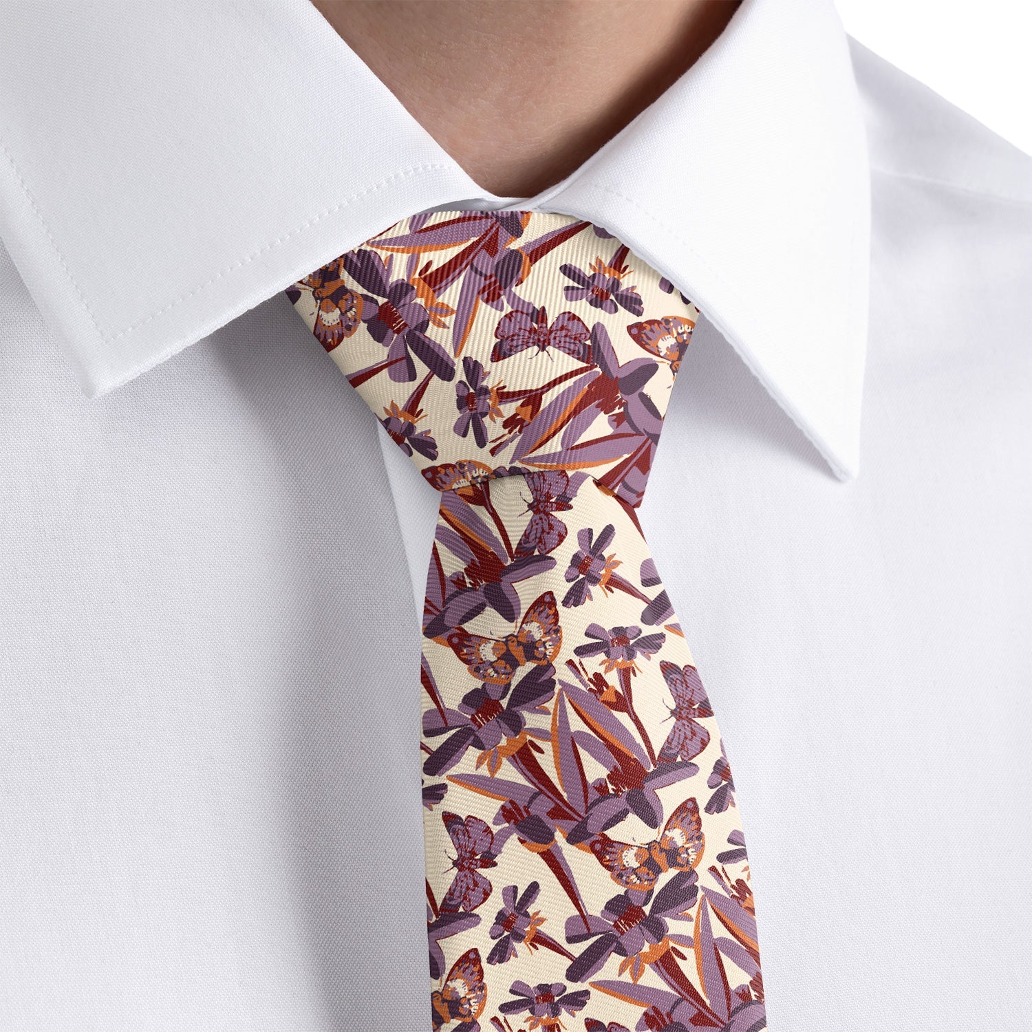 Butterfly Floral Necktie - Rolled - Knotty Tie Co.
