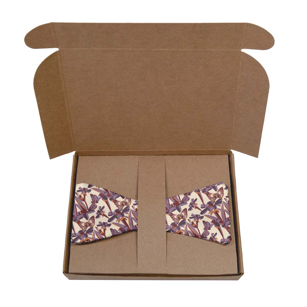 Butterfly Floral Bow Tie- Kraft Gift Box Packaging - Knotty Tie Co.