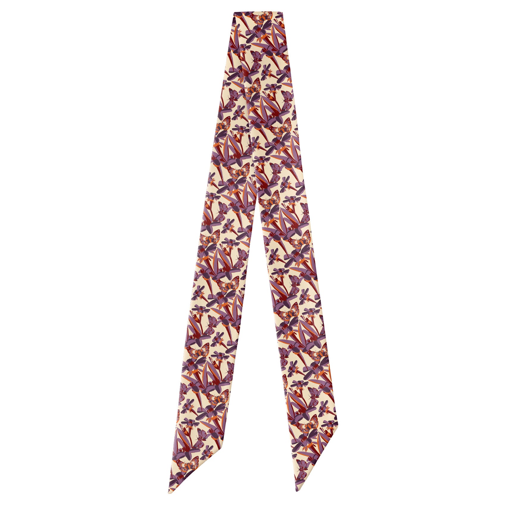 Butterfly Floral Paisley Hair Scarf - Full View of Hair Scarf - Knotty Tie Co.