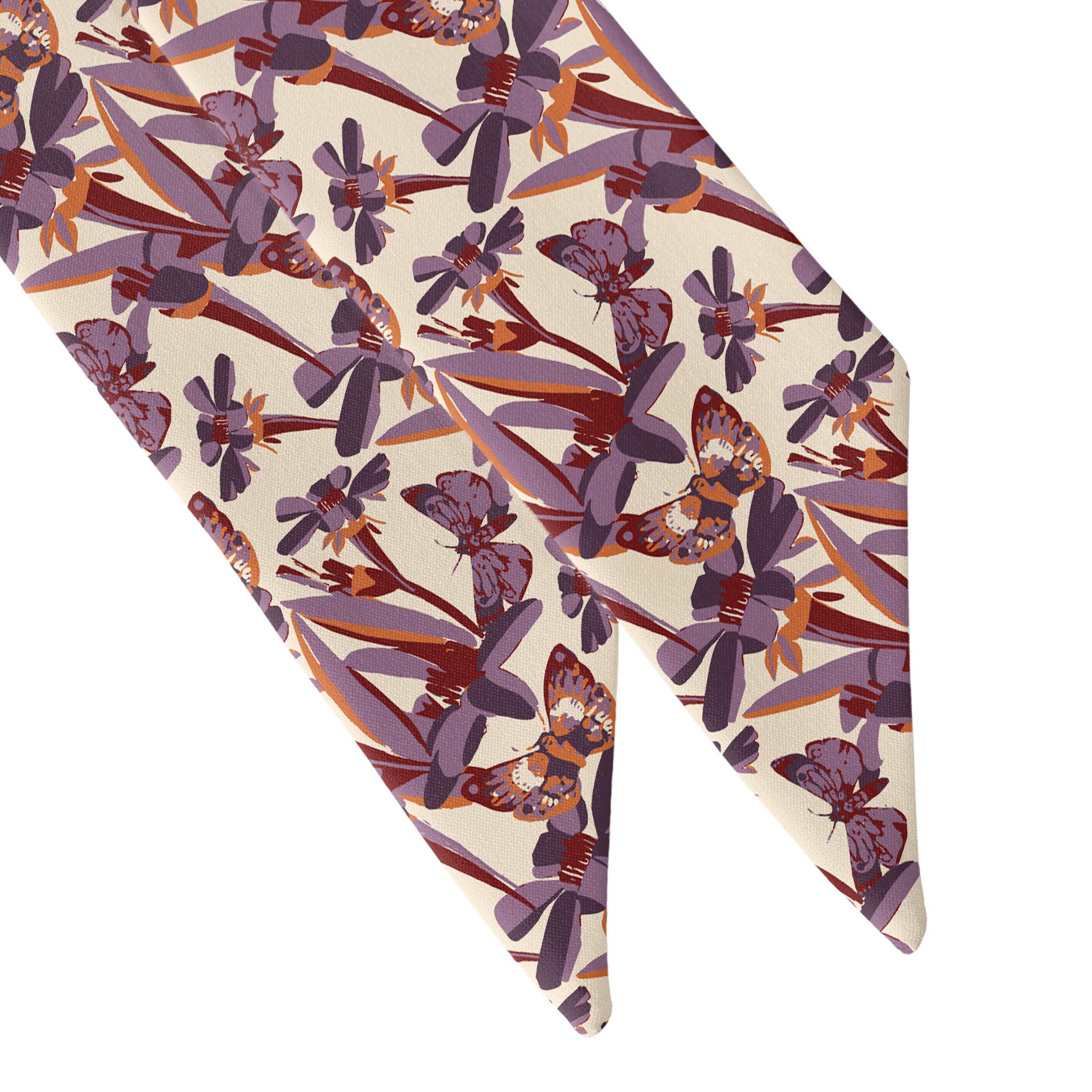 Butterfly Floral Paisley Hair Scarf - Scarf Tapered Ends - Knotty Tie Co.