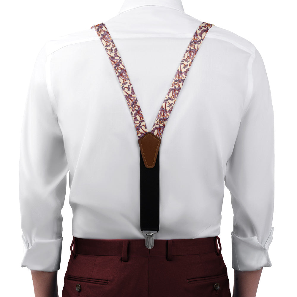 Butterfly Floral Suspenders - On Model Front View - Knotty Tie Co.