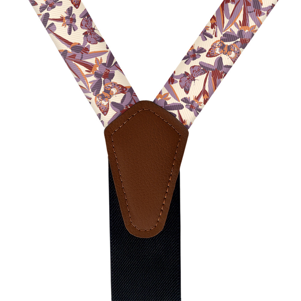 Butterfly Floral Suspenders - Vegan Leather Y-Back - Knotty Tie Co.