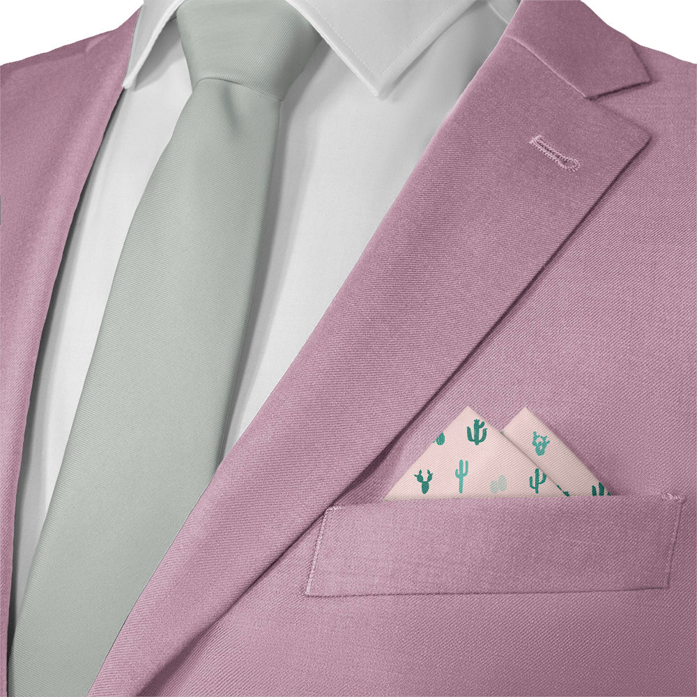 Cactus Herbage Pocket Square - Matching Necktie- Knotty Tie Co.
