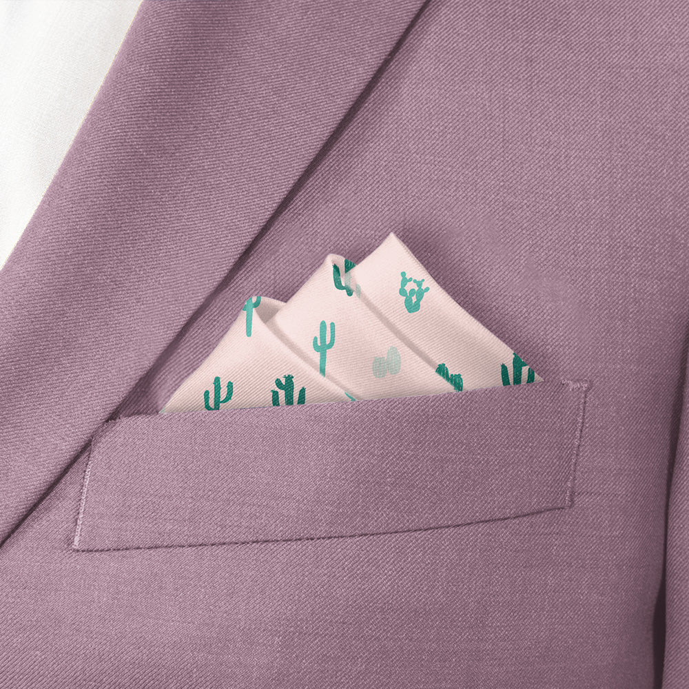 Cactus Herbage Pocket Square - Stairs Fold - Knotty Tie Co.