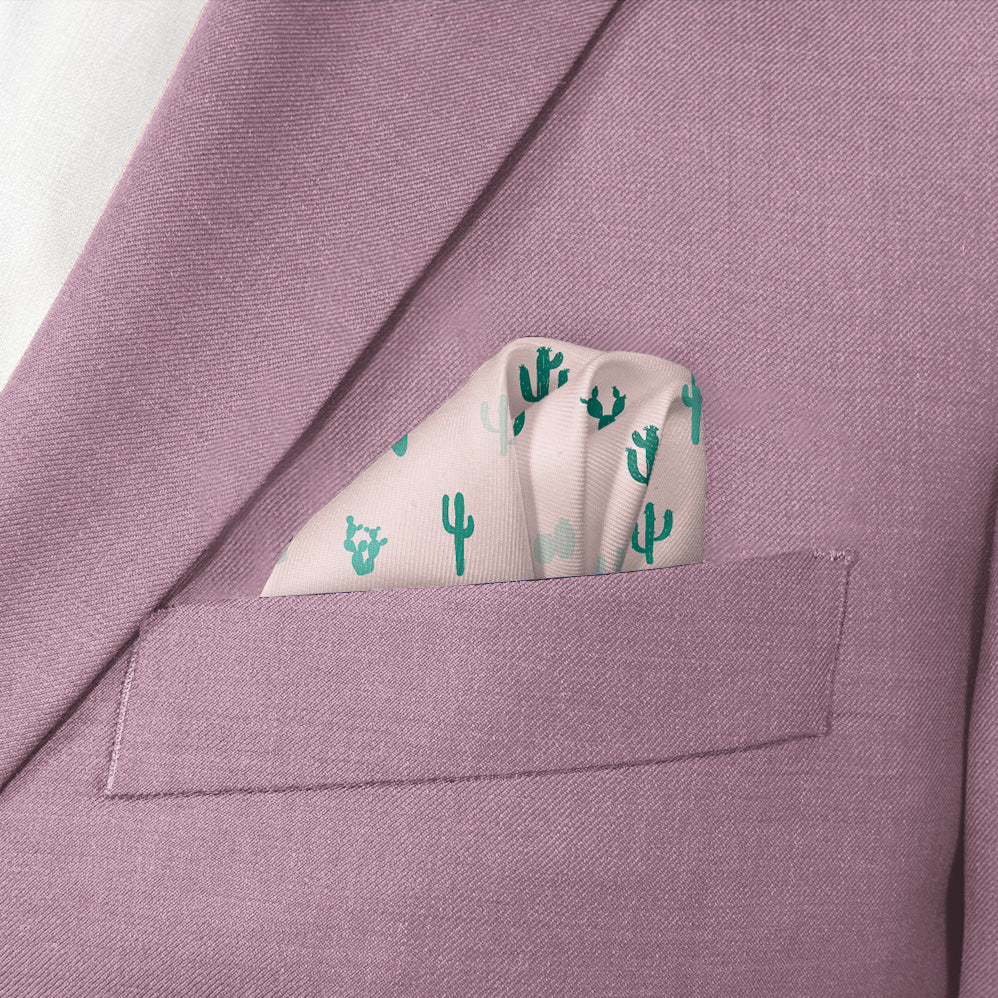 Cactus Herbage Pocket Square - Wave Fold - Knotty Tie Co.
