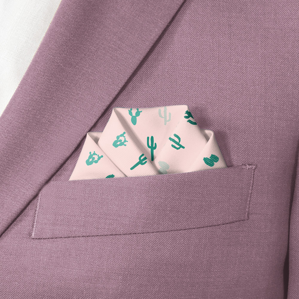 Cactus Herbage Pocket Square - Scalloped Fold - Knotty Tie Co.