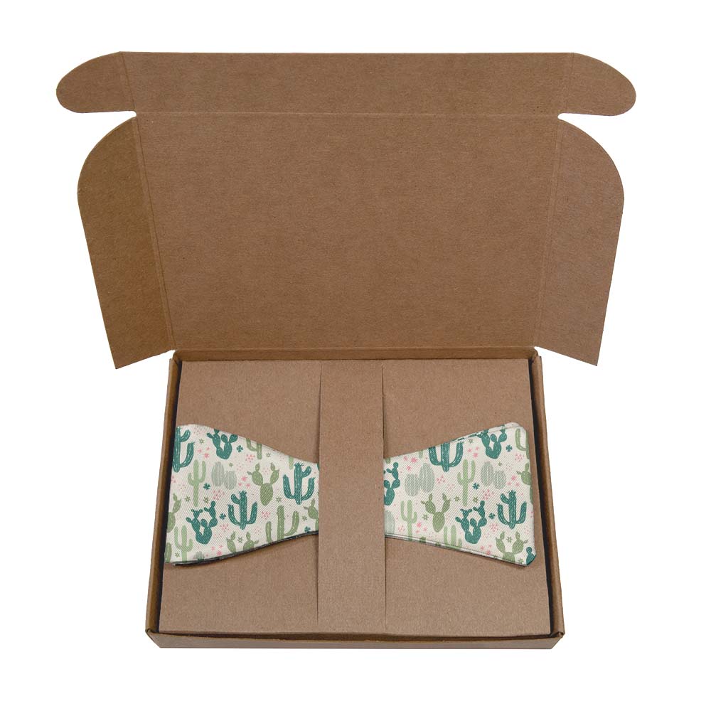 Cactus Party Bow Tie- Kraft Gift Box Packaging - Knotty Tie Co.