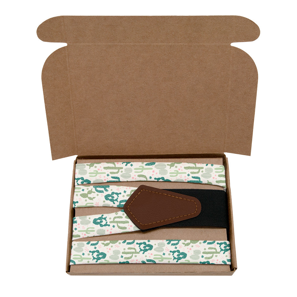 Cactus Party Suspenders - Kraft Gift Box Packaging - Knotty Tie Co.