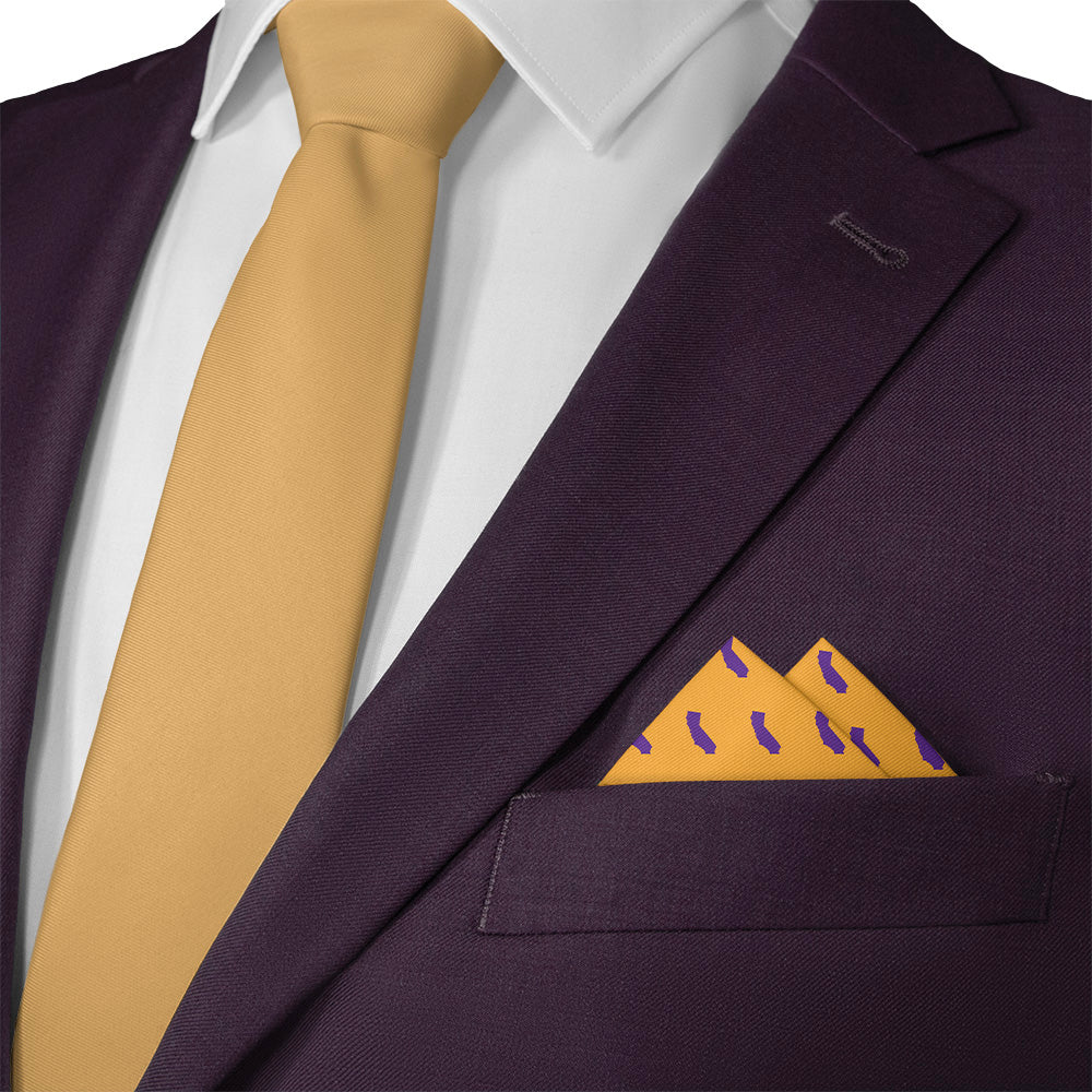 California State Outline Pocket Square - Matching Necktie- Knotty Tie Co.