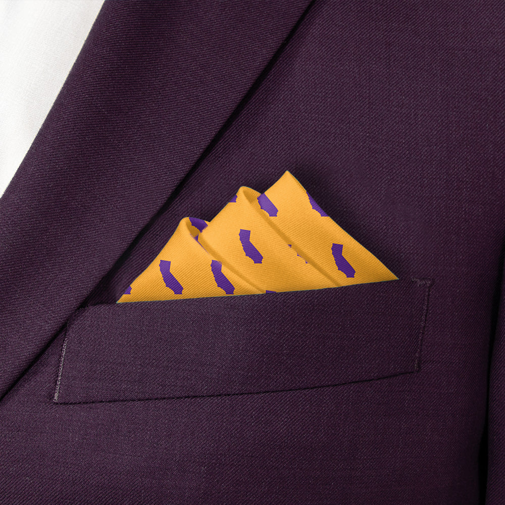 California State Outline Pocket Square - Stairs Fold - Knotty Tie Co.