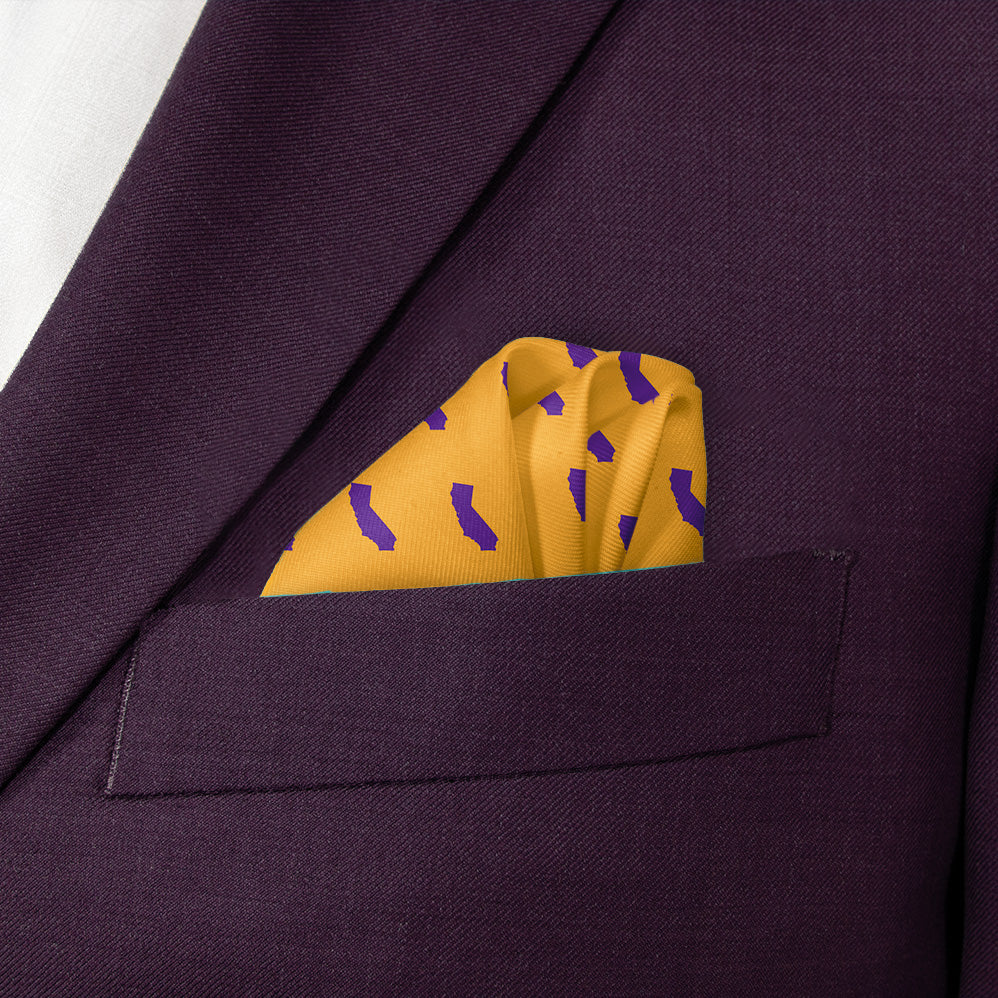 California State Outline Pocket Square - Wave Fold - Knotty Tie Co.