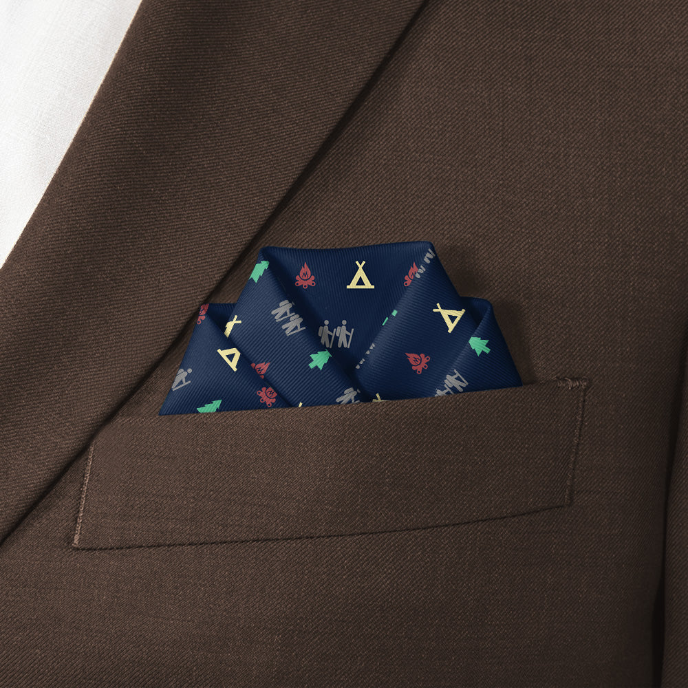 Camping With Friends Pocket Square - Scalloped Fold - Knotty Tie Co.