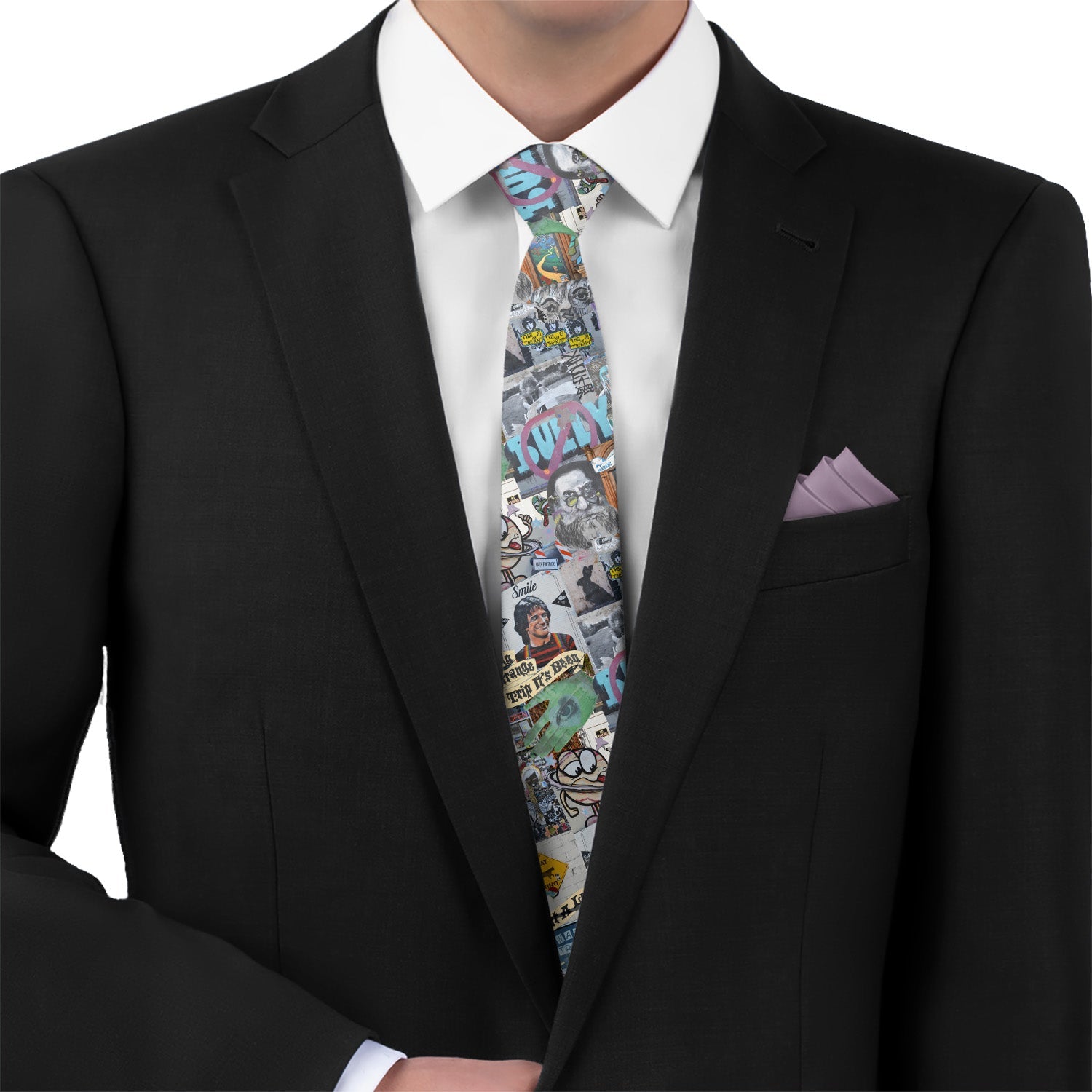 Cap Hill Street Art Necktie - Matching Pocket Square - Knotty Tie Co.