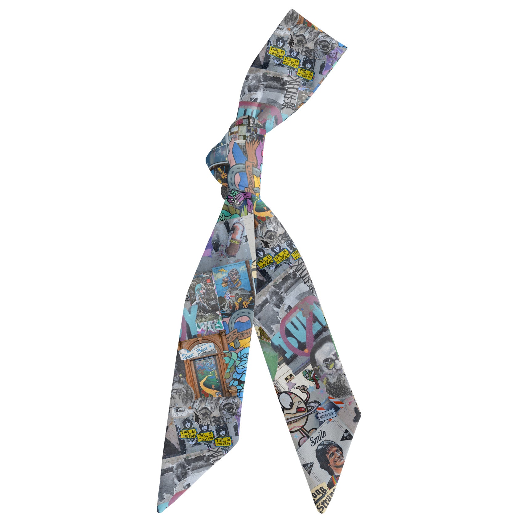 Cap Hill Street Art Hair Scarf - Scarf Tied Into Knot - Knotty Tie Co.