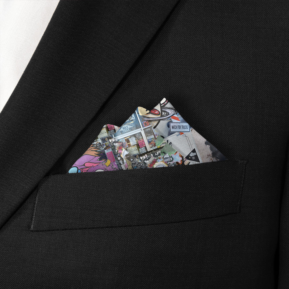 Cap Hill Street Art Pocket Square - Stairs Fold - Knotty Tie Co.