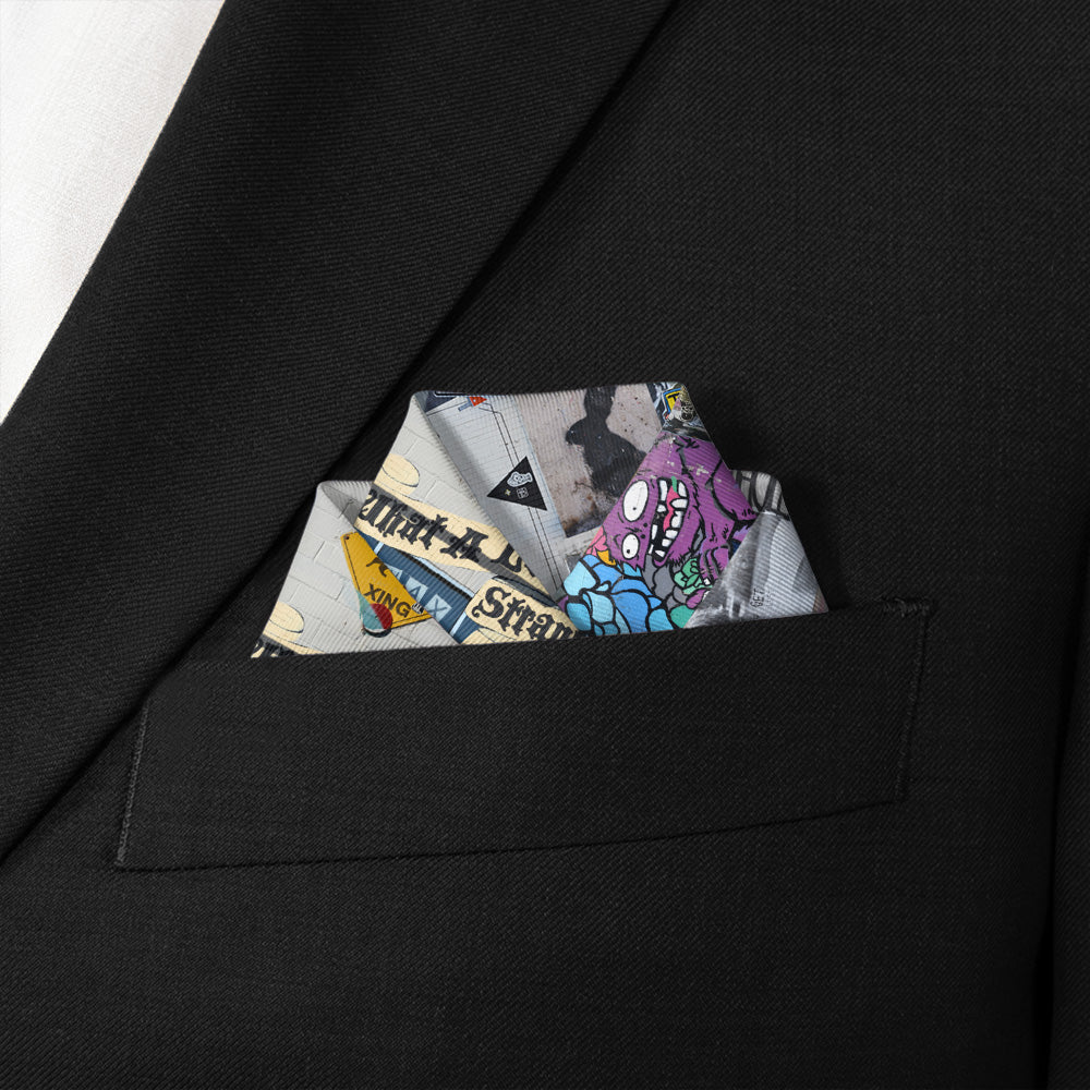Cap Hill Street Art Pocket Square - Scalloped Fold - Knotty Tie Co.