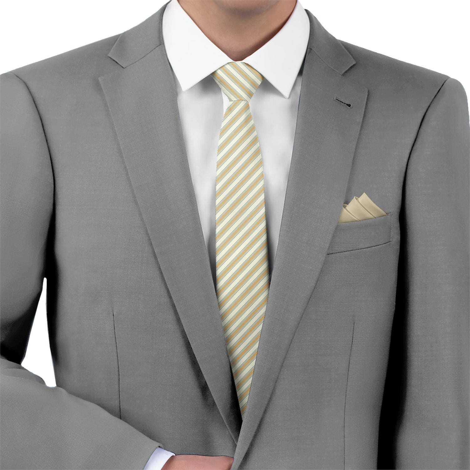 Capri Stripe Necktie - Matching Pocket Square - Knotty Tie Co.