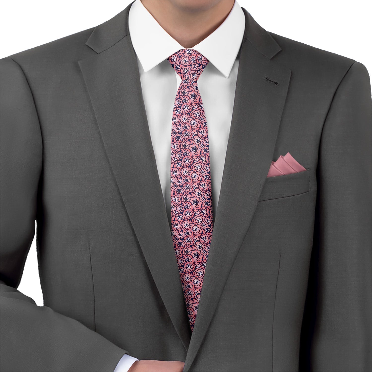 Carnation Mosaic Necktie - Matching Pocket Square - Knotty Tie Co.
