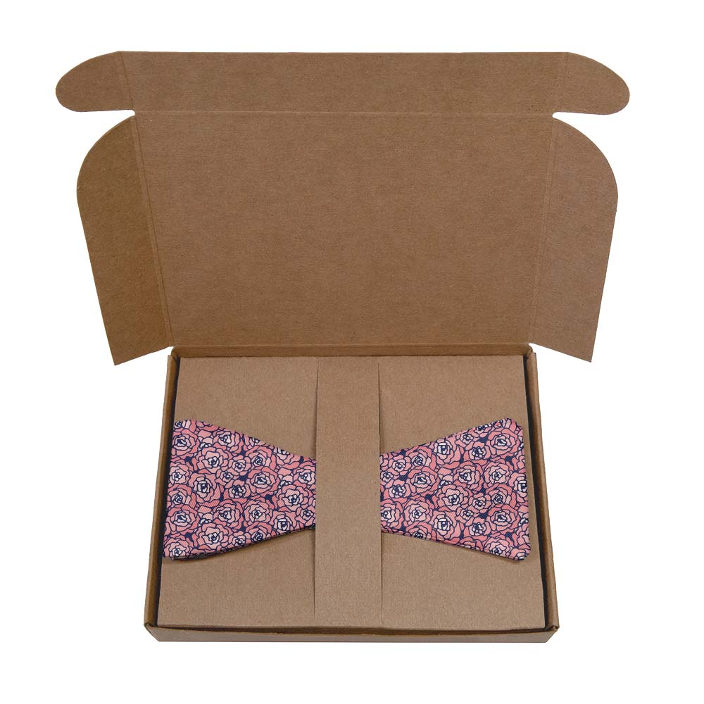 Carnation Mosaic Bow Tie- Kraft Gift Box Packaging - Knotty Tie Co.