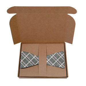 Caroline Plaid Bow Tie- Kraft Gift Box Packaging - Knotty Tie Co.