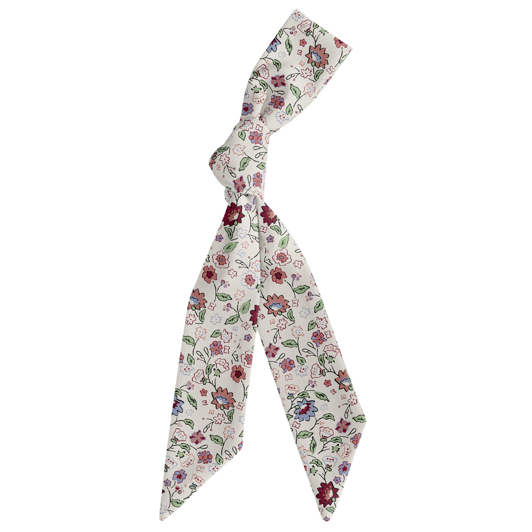 Cecile Floral Hair Scarf - Scarf Tied Into Knot - Knotty Tie Co.