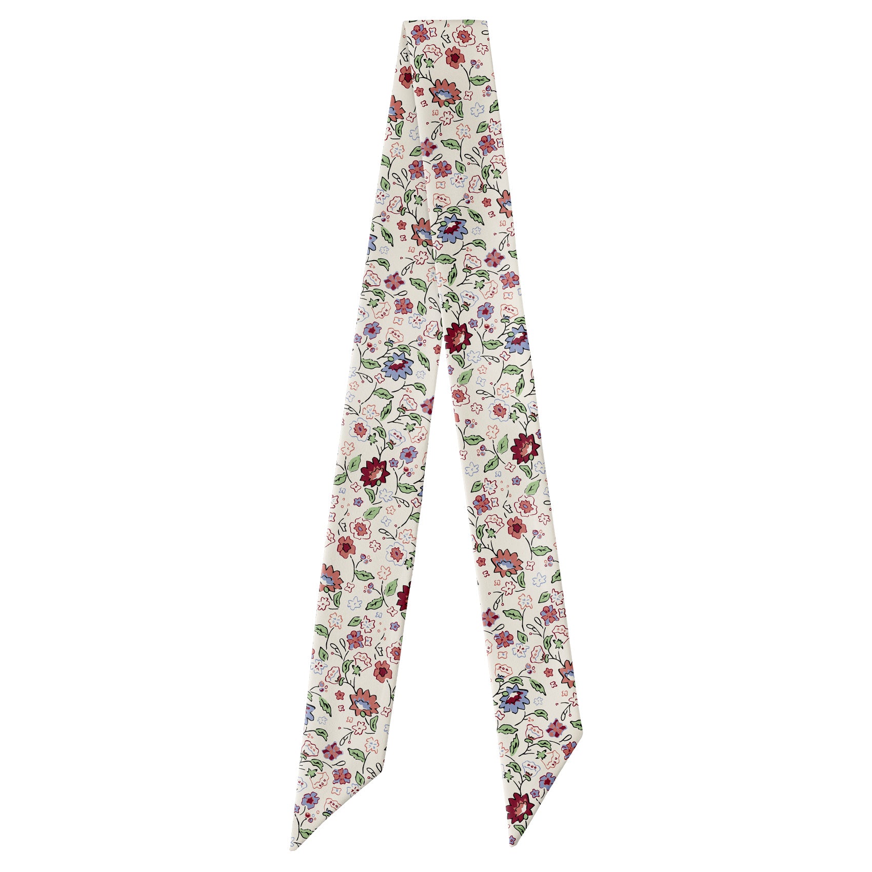 Cecile Floral Hair Scarf - Full View of Hair Scarf - Knotty Tie Co.