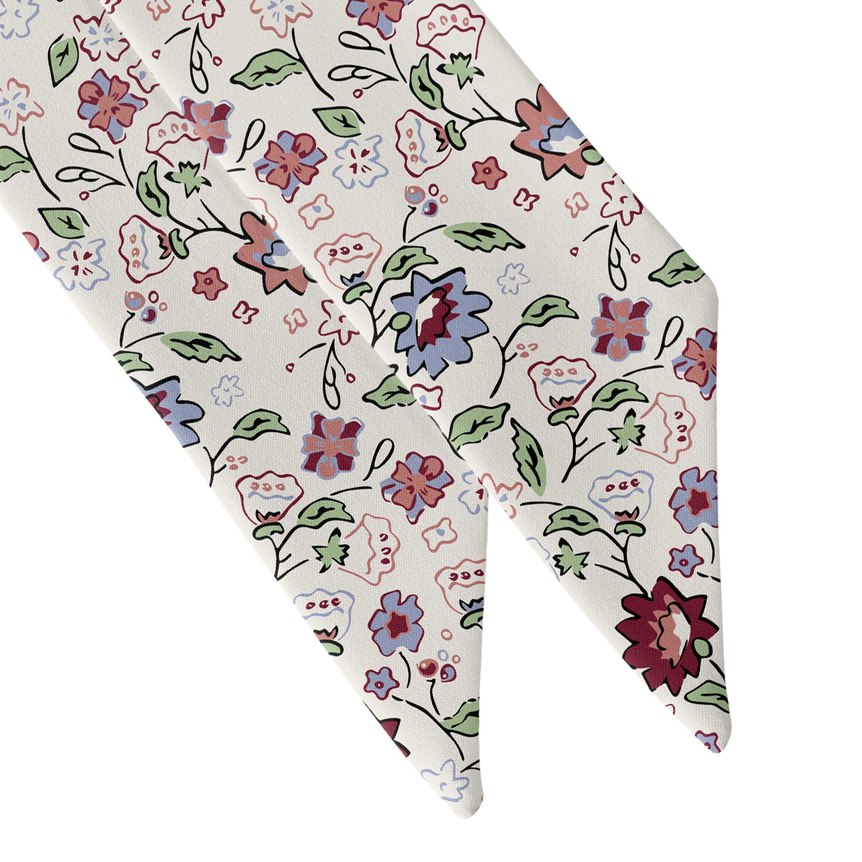 Cecile Floral Hair Scarf - Scarf Tapered Ends - Knotty Tie Co.