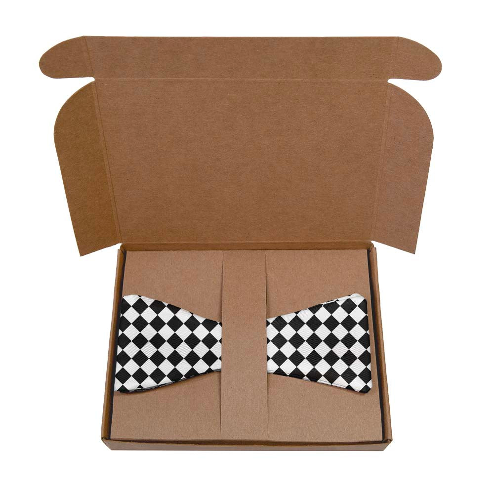 Checkered Tile Bow Tie- Kraft Gift Box Packaging - Knotty Tie Co.