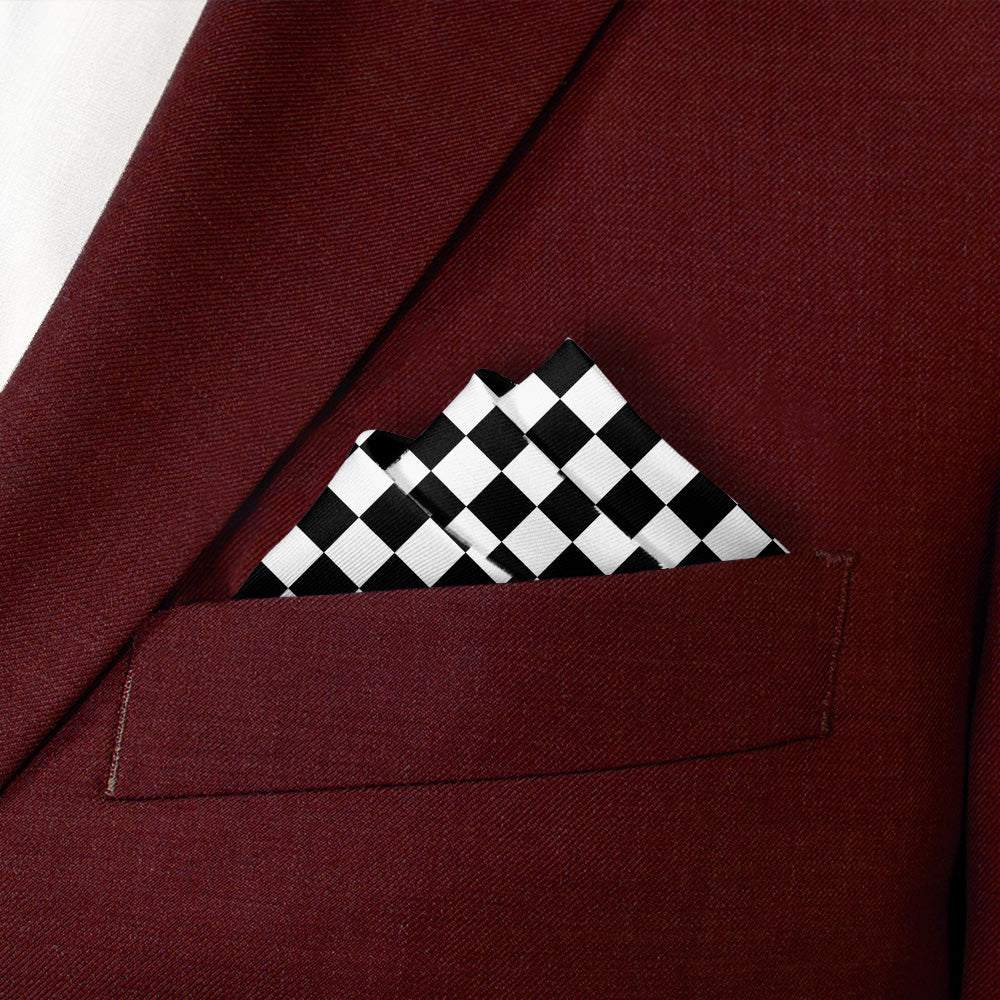 Checkered Tile Pocket Square - Stairs Fold - Knotty Tie Co.