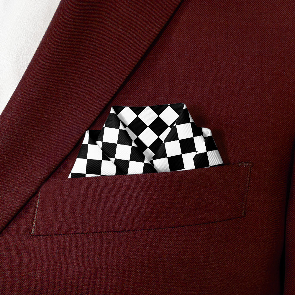 Checkered Tile Pocket Square - Scalloped Fold - Knotty Tie Co.