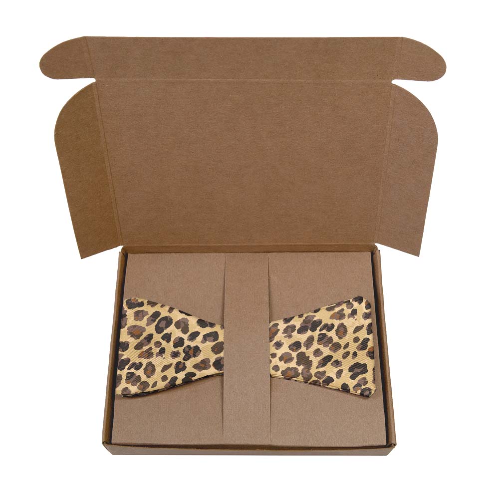 Cheetah Bow Tie- Kraft Gift Box Packaging - Knotty Tie Co.