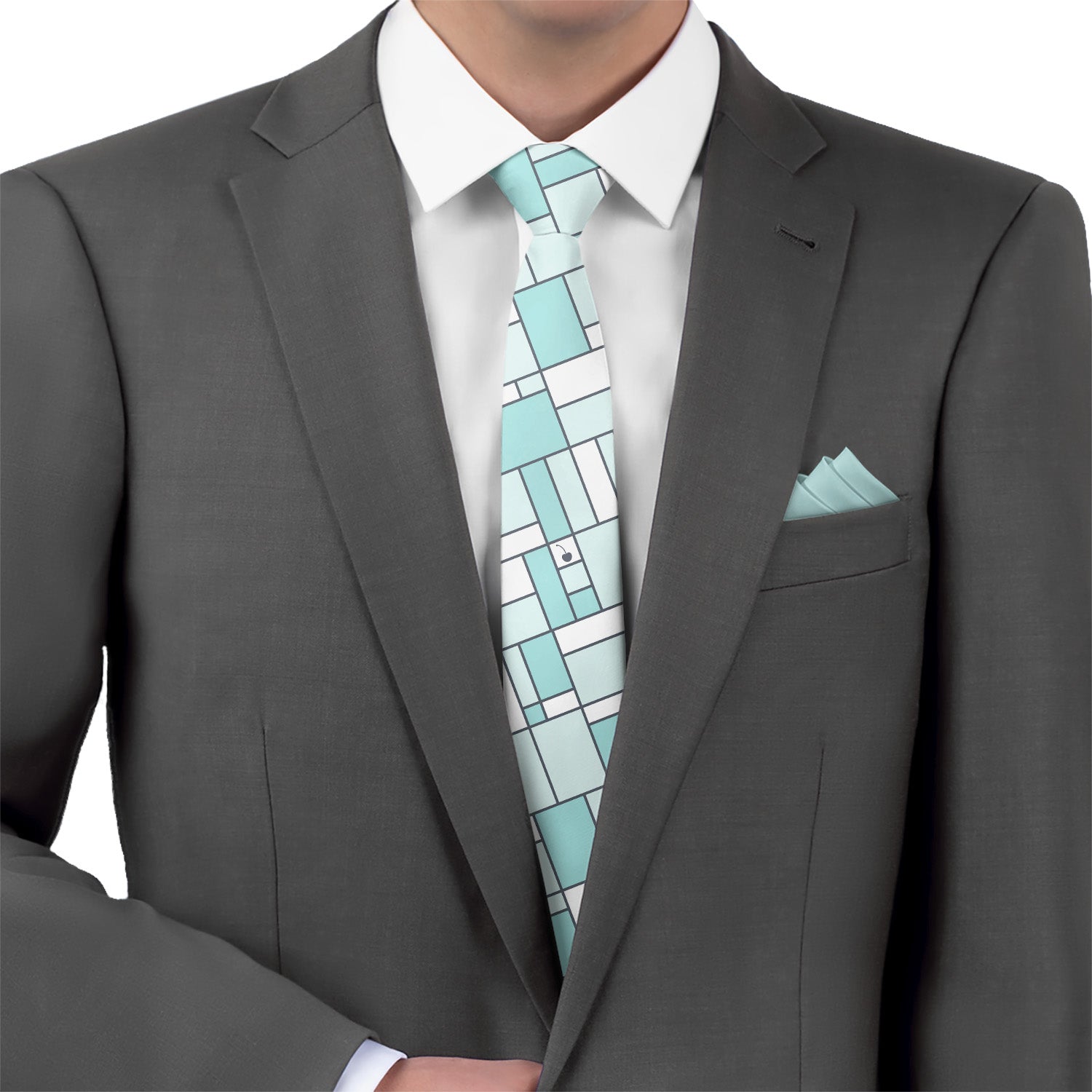 Cherry Creek Windowpane Necktie - Matching Pocket Square - Knotty Tie Co.