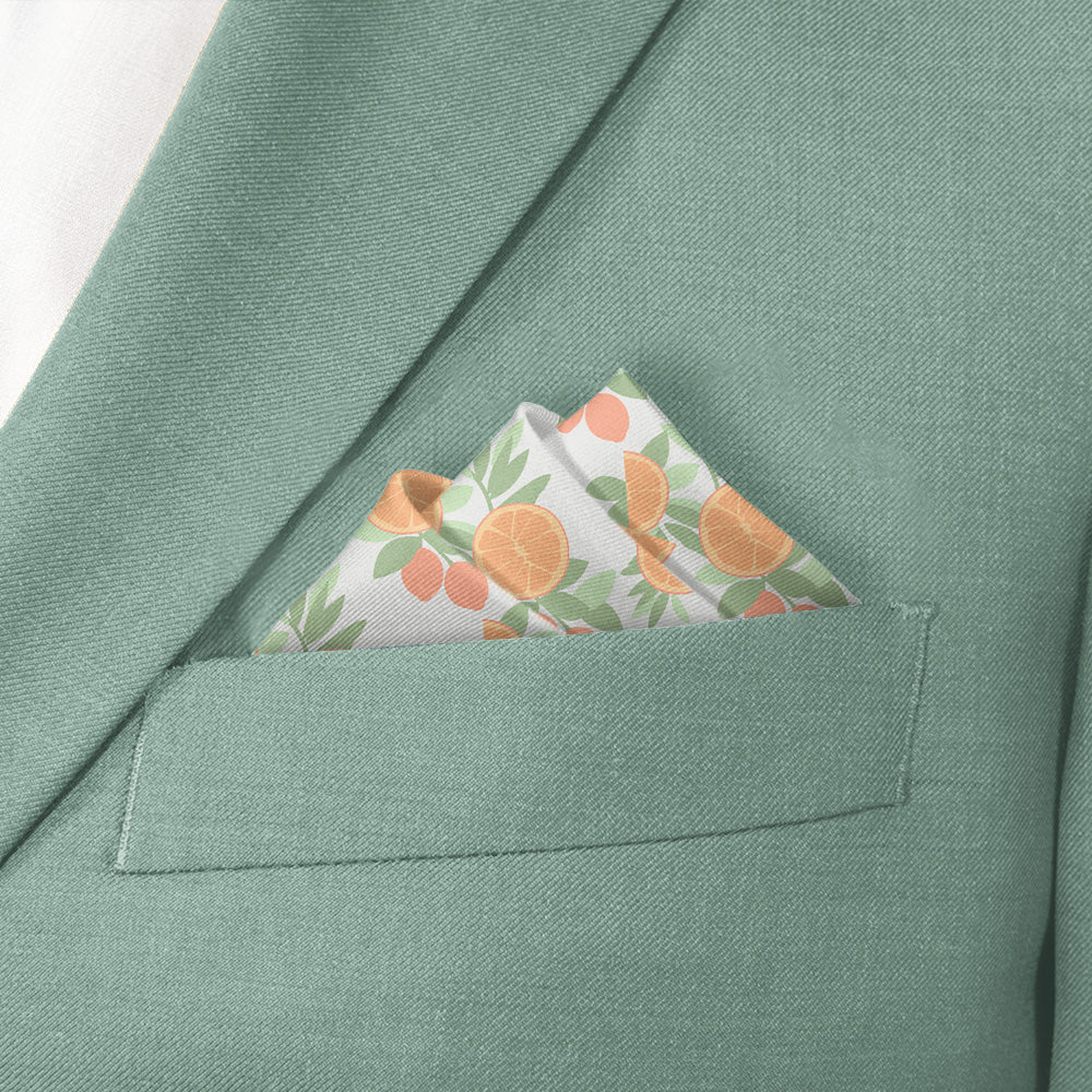 Citrus Blossom Floral Pocket Square - Stairs Fold - Knotty Tie Co.