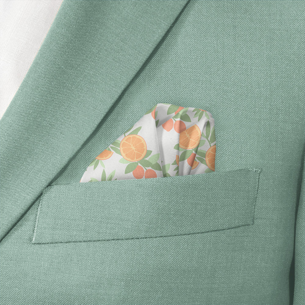 Citrus Blossom Floral Pocket Square - Wave Fold - Knotty Tie Co.