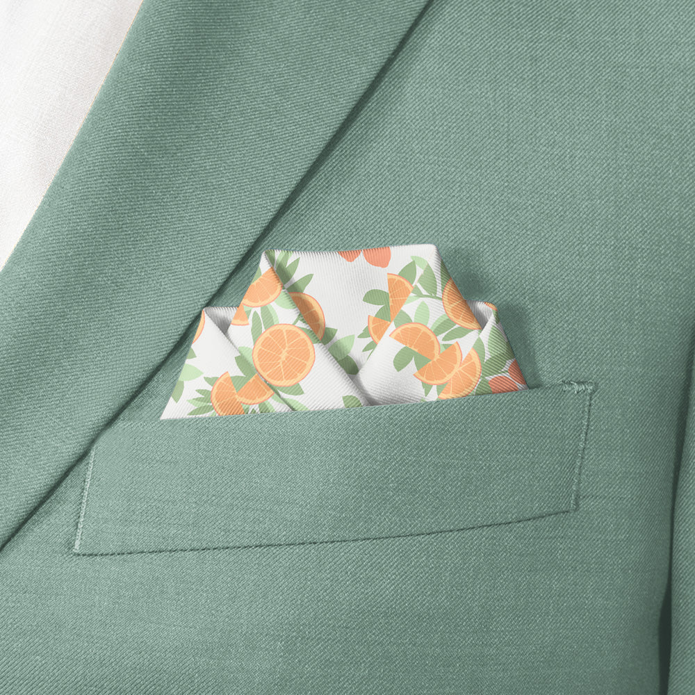Citrus Blossom Floral Pocket Square - Scalloped Fold - Knotty Tie Co.