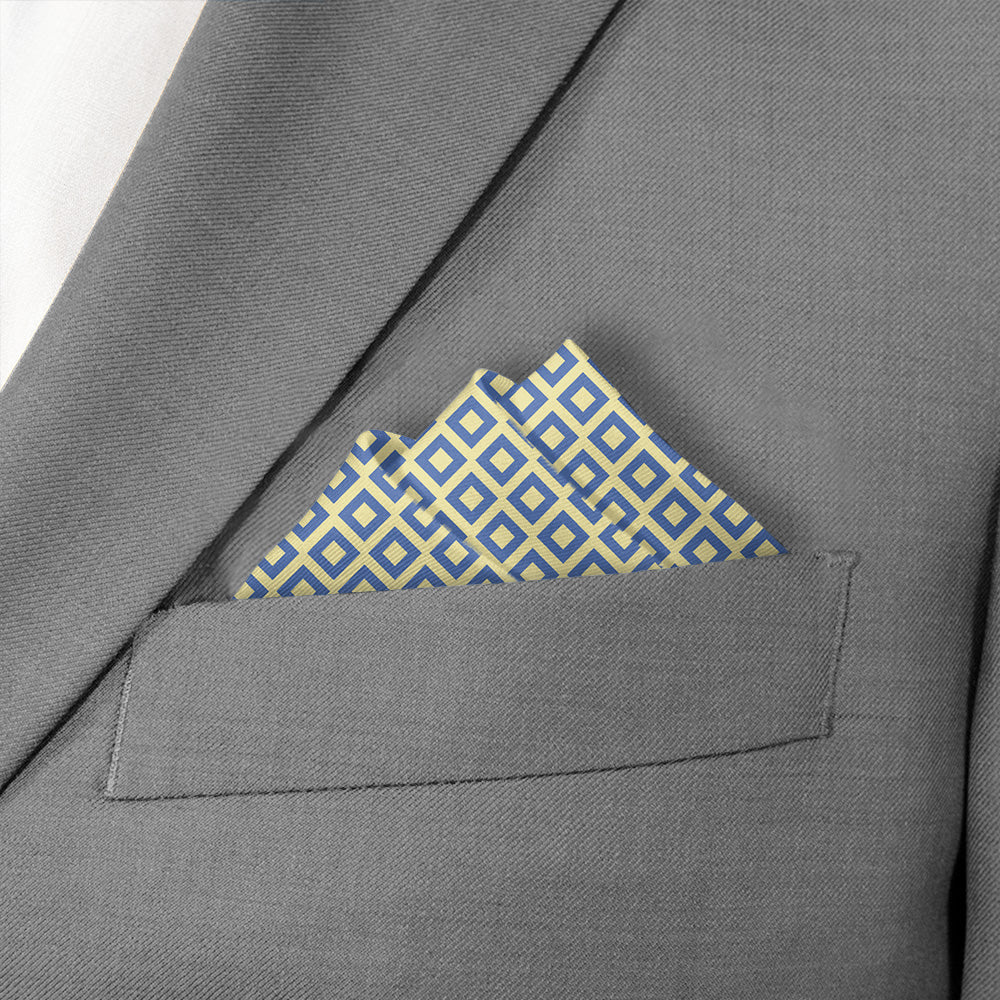 Clancy Geometric Pocket Square - Stairs Fold - Knotty Tie Co.