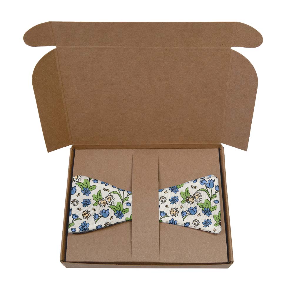 Clara Floral Bow Tie- Kraft Gift Box Packaging - Knotty Tie Co.