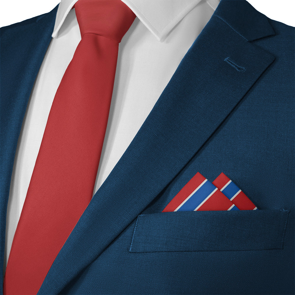 Clarkson Stripe Pocket Square - Matching Necktie- Knotty Tie Co.