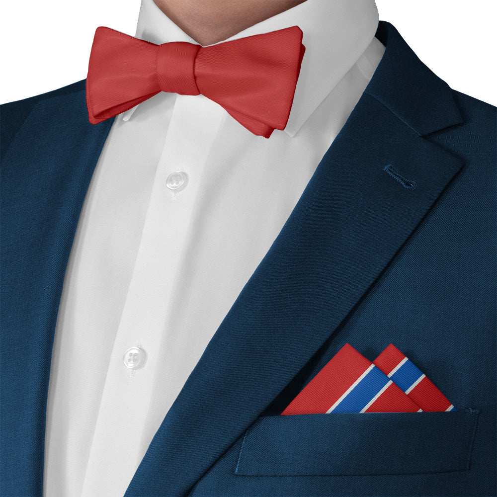 Clarkson Stripe Pocket Square - Matching Bow Tie - Knotty Tie Co.
