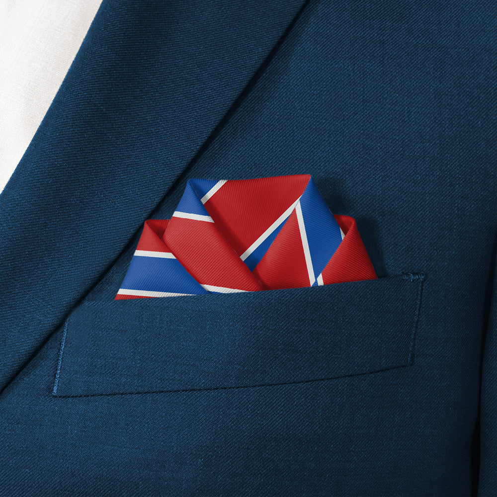 Clarkson Stripe Pocket Square - Scalloped Fold - Knotty Tie Co.