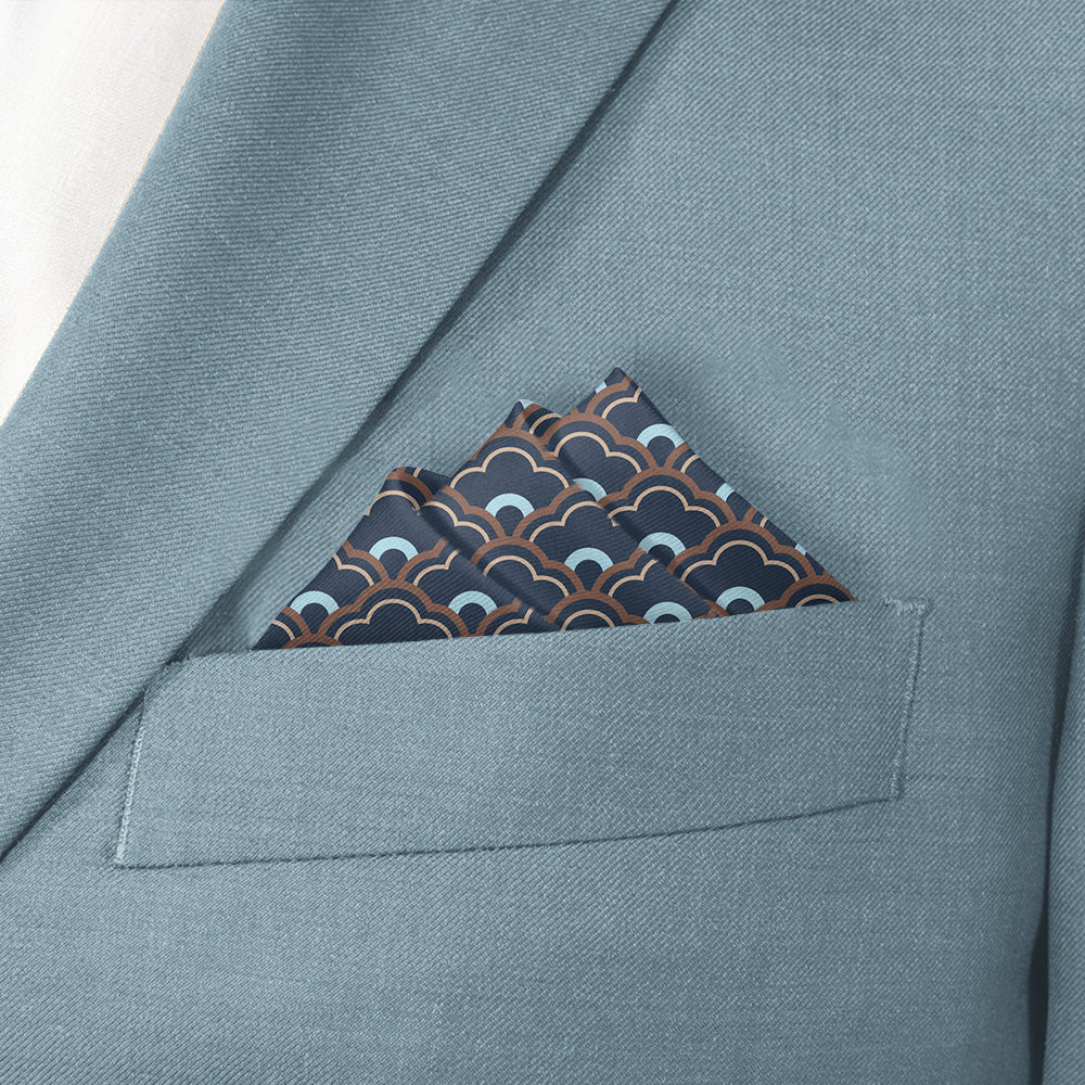 Clouds Geometric Pocket Square - Stairs Fold - Knotty Tie Co.