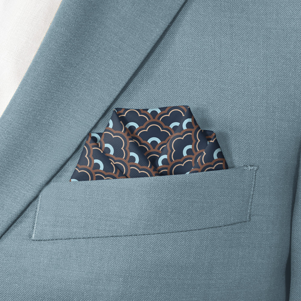 Clouds Geometric Pocket Square - Scalloped Fold - Knotty Tie Co.