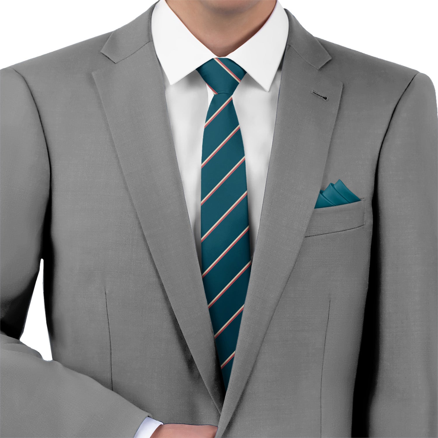 Club Stripe Necktie - Matching Pocket Square - Knotty Tie Co.