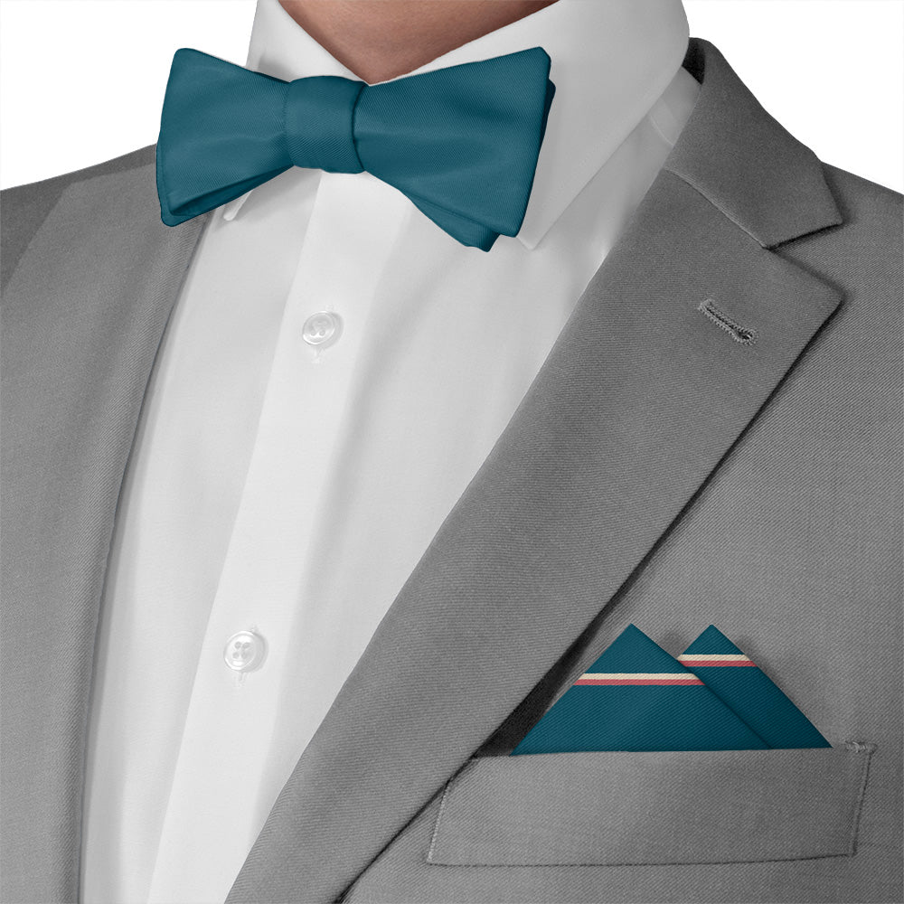Club Stripe Pocket Square - Matching Bow Tie - Knotty Tie Co.