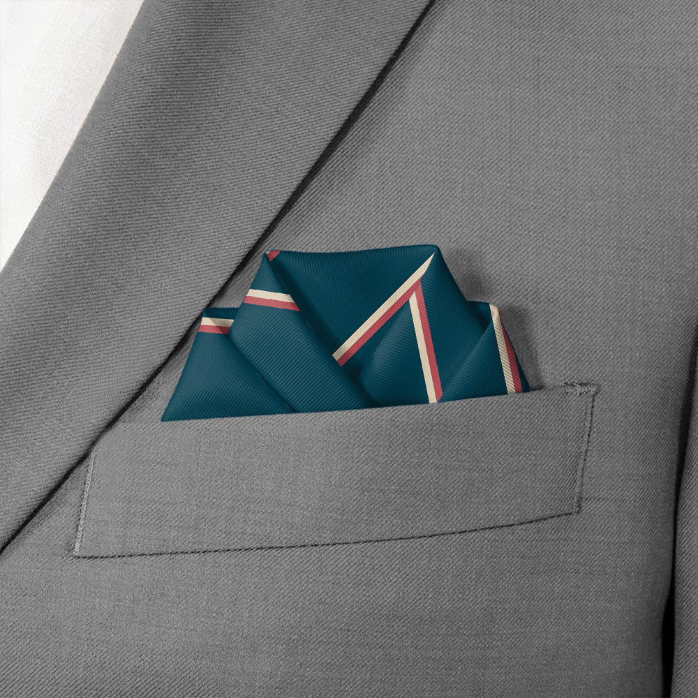 Club Stripe Pocket Square - Scalloped Fold - Knotty Tie Co.