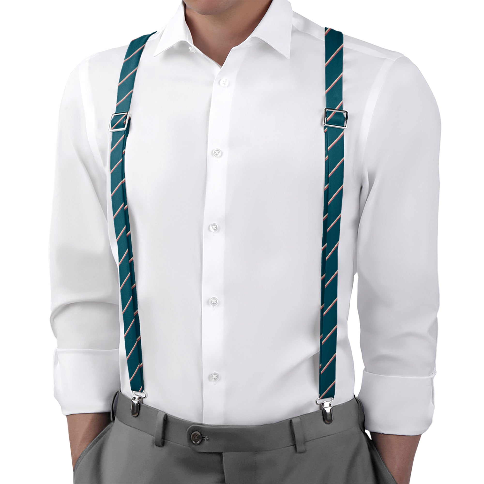 Club Stripe Suspenders - On Model Back View - Knotty Tie Co.
