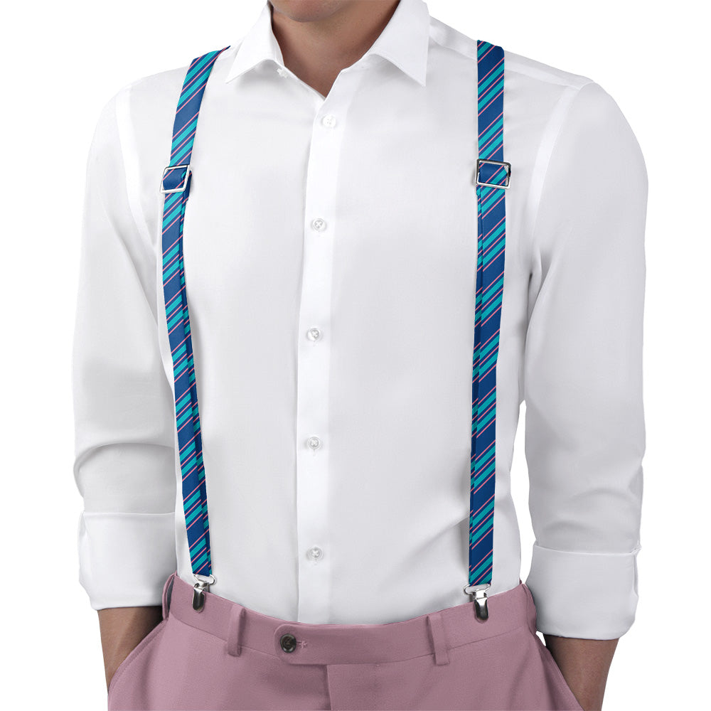Colfax Stripe Suspenders - On Model Back View - Knotty Tie Co.